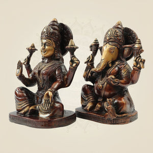 Brass Lakshmi Ganesh Idol Pair