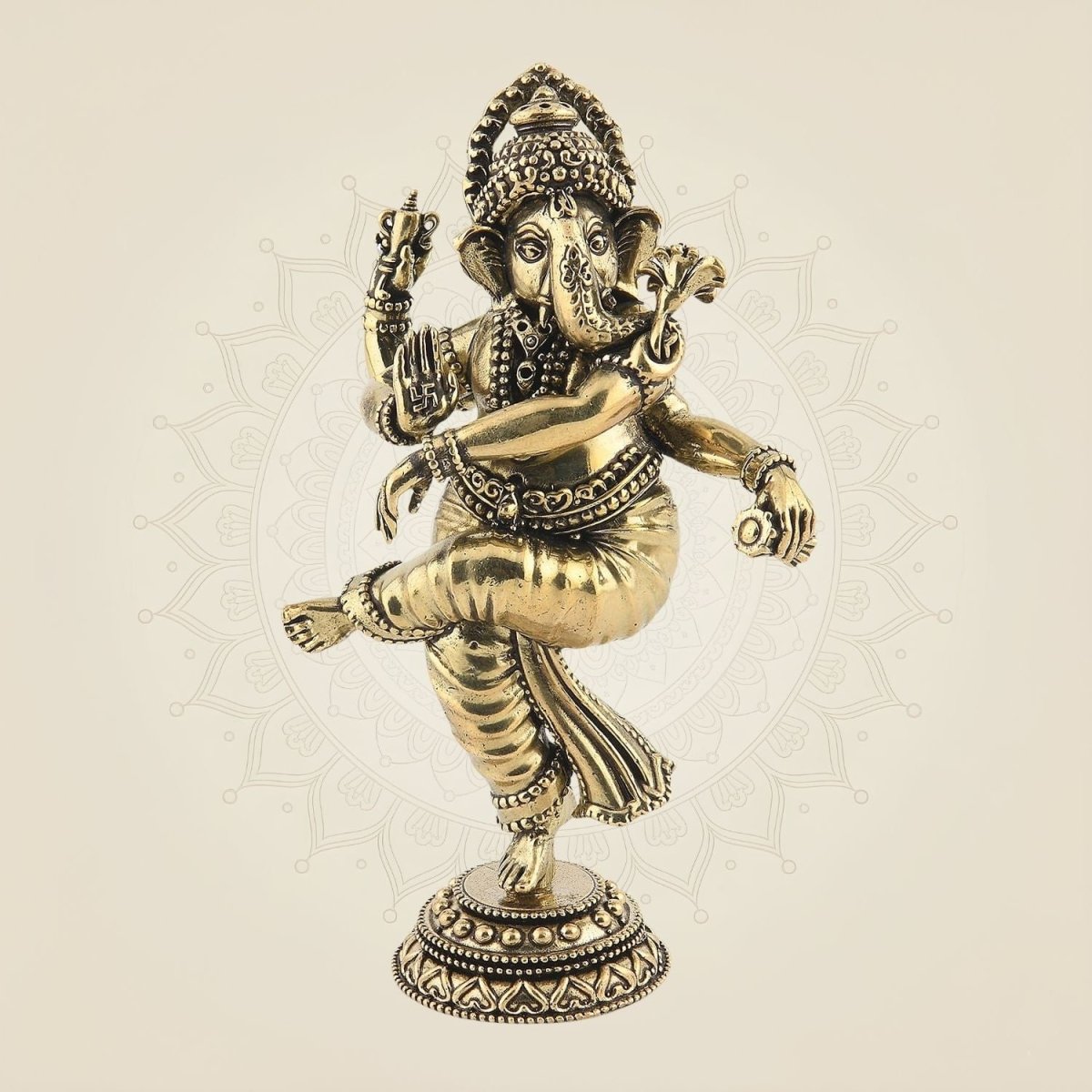 Dancing Ganesha Brass Idol 5"