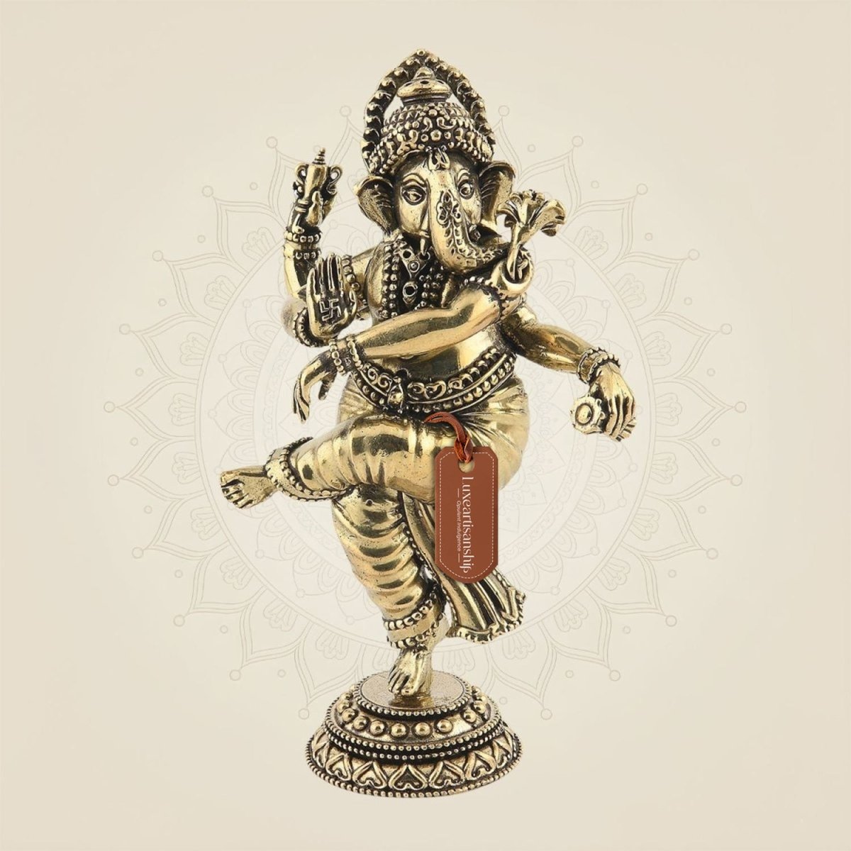Dancing Ganesha Brass Idol 5"