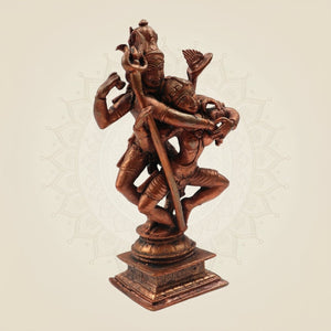 Dancing Shiva Parvati with Naag Idol 6" – Handcrafted Copper Statue of Divine Harmony - Luxeartisanship