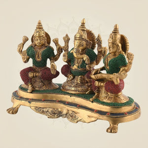 Brass Laxmi Ganesh Saraswati Idol