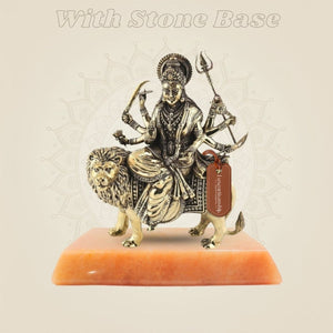 Durga Mata on Lion Brass Idol 4"– Handcrafted Statue for Wealth & Divine Blessings - Luxeartisanship