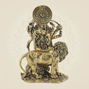 Durga Mata on Lion Idol 6" – Pure Brass Handcrafted Divine Statue