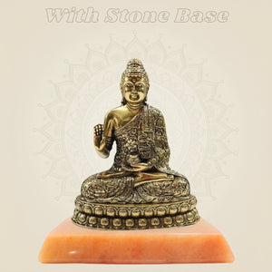 Buddha Brass Sculpture With Stone Base - Luxeartisanship