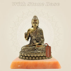 Buddha Brass Sculpture With Stone Base - Luxeartisanship