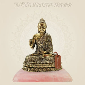 Buddha Brass Idol With Stone Base - Luxeartisanship