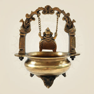 Elegant Brass Ganesh Idol on Jula Swing 9.25" - Luxeartisanship