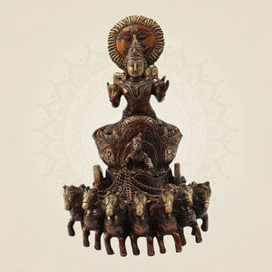 Exquisite Brass Surya Dev Rath Idol