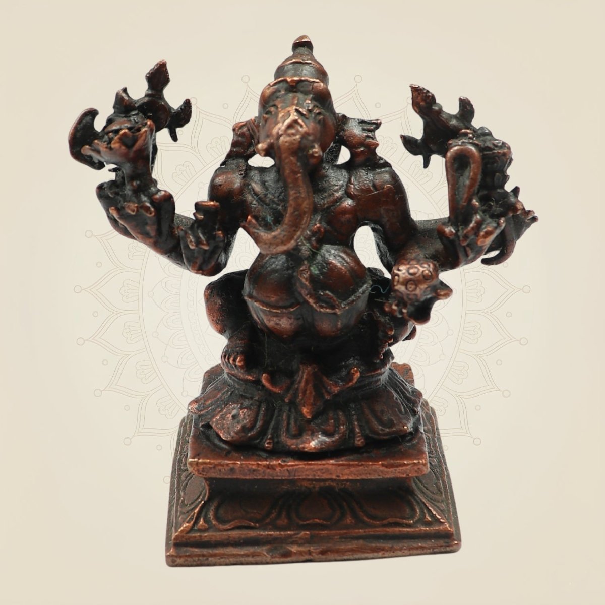 Exquisite Small Copper Eight - Armed Ganesha Statue 3"– Artistic Divine Idol - Luxeartisanship