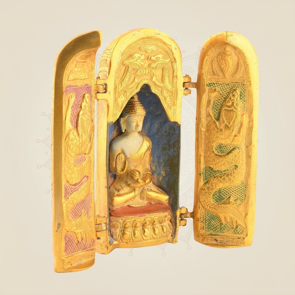 Folding Buddha Temple – 7.5" Brass Idol