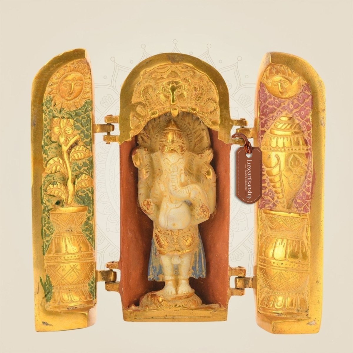 Folding Brass Ganesha Temple Showpiece - Luxeartisanship
