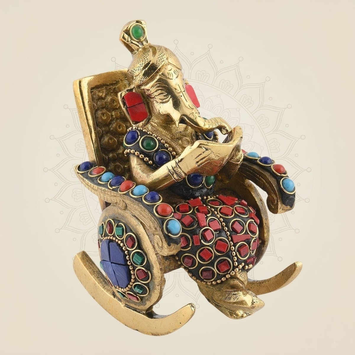 Brass Ganesh Idol on Chair Brass – Luxeartisanship