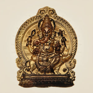 Ganesha Brass Idol 6" Decorated with Jewellery Stone - Luxeartisanship