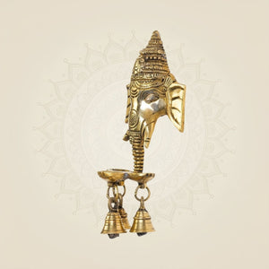 Ganesha Hanging Brass Diya – 8.5" Handcrafted Oil Lamp - Luxeartisanship