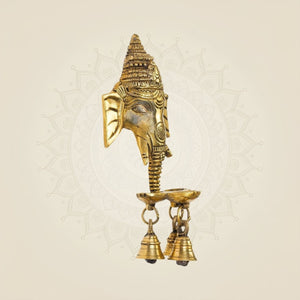 Ganesha Hanging Brass Diya – 8.5" Handcrafted Oil Lamp - Luxeartisanship