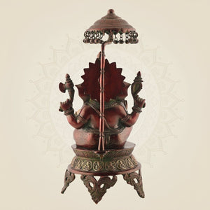 Brass Ganesha with Umbrella Statue