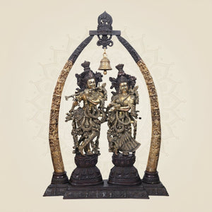 Grand Brass Radha Krishna Idol with Temple