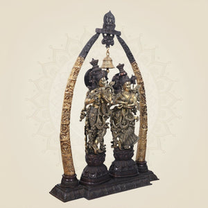 Big Brass Radha Krishna Idol with Temple