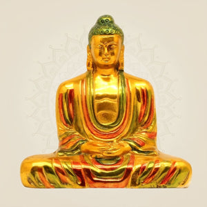 Hand - Painted Brass Buddha Statue - Luxeartisanship