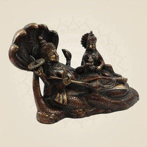 Hand Painted Brass Lakshmi Narayan Idol