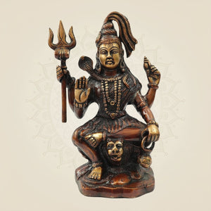Hand Painted Brass Shiva Idol with Trishul & Damru