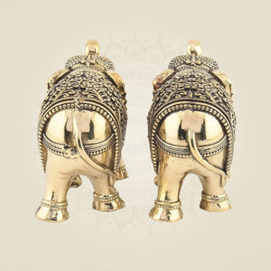 Handcrafted Brass Elephant Pair Murti