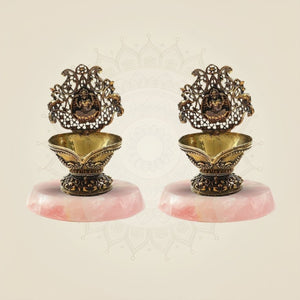 Handcrafted Brass Lakshmi Diya – Traditional Ritual Oil Lamp for Puja & Home Décor - 3.25" - Luxeartisanship