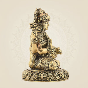 Handcrafted Brass Laxmi Idol 4.75" – Hindu Goddess of Wealth for Home Decor