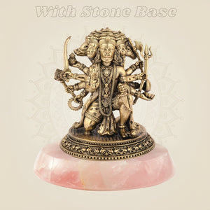 Small brass Hanuman idol with stone base