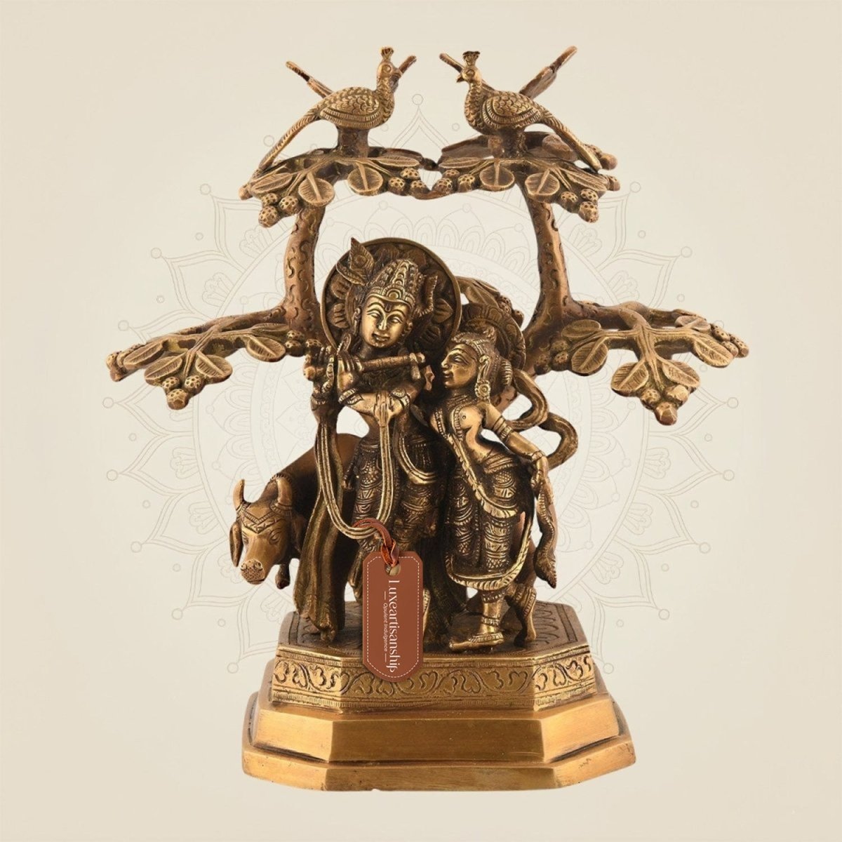 Handcrafted Brass Radha Krishna Idol with Tree