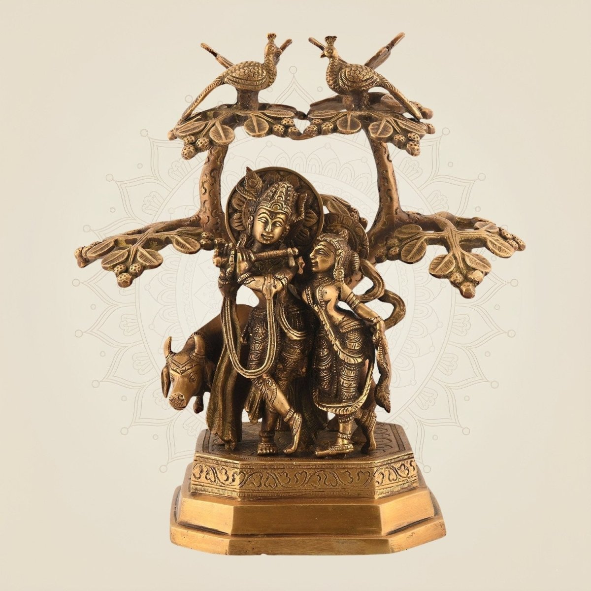 Handcrafted Brass Radha Krishna Idol with Tree