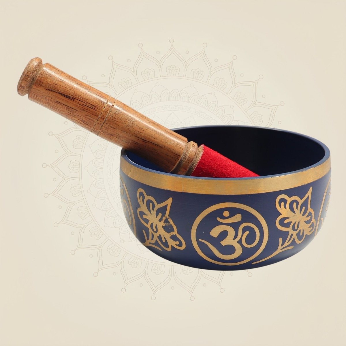 Handcrafted Brass Tibetan Bowl Set with Meditation & Healing Kit 2.5" - Luxeartisanship