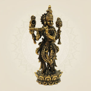 Bronze Krishna Idol – Flute Playing Murti for Mandir