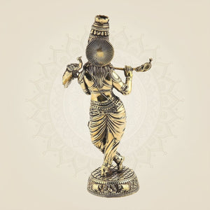 Handcrafted Krishna Brass Idol 9.5"