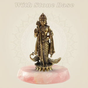 Lord Murugan Brass Idol with Stone Base