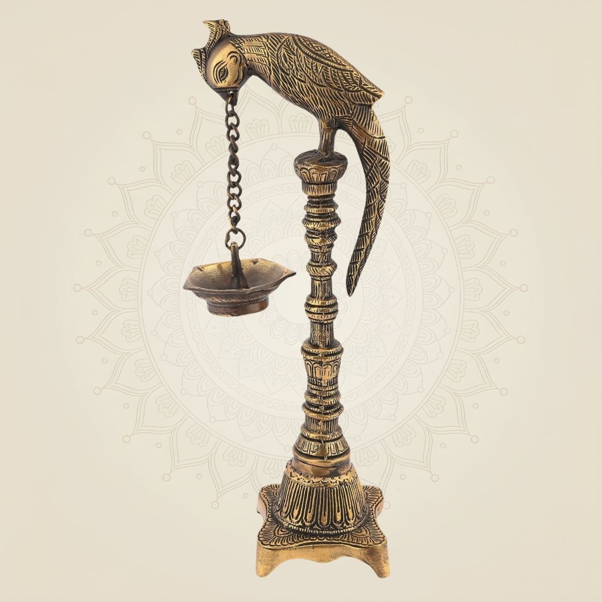Hanging Brass Parrot Oil Lamp
