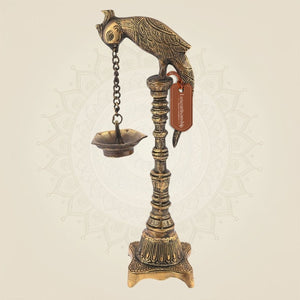 Hanging Brass Parrot Oil Lamp