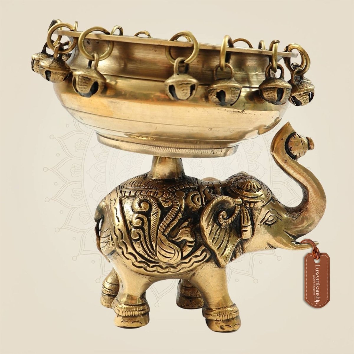 Heavy Brass Elephant Urli Bowl 6.25"