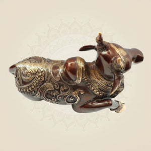 Heavy Brass Nandi Idol Sacred Bull of Lord Shiva - Luxeartisanship