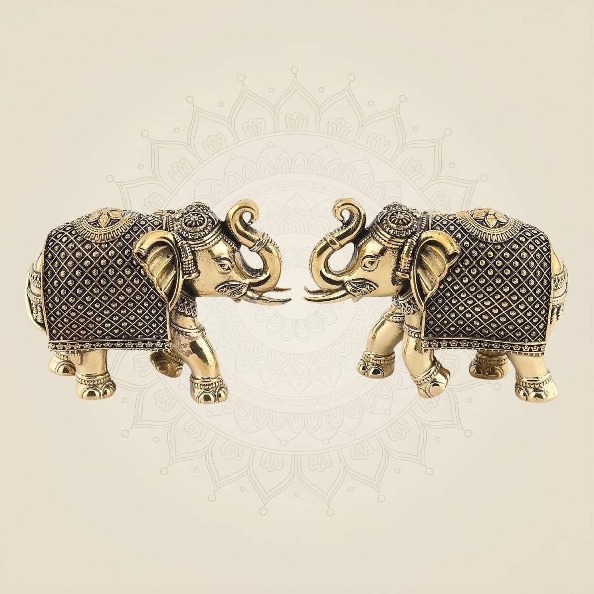 Intricately Carved Elephant Pair