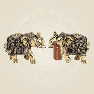 Intricately Carved Elephant Pair