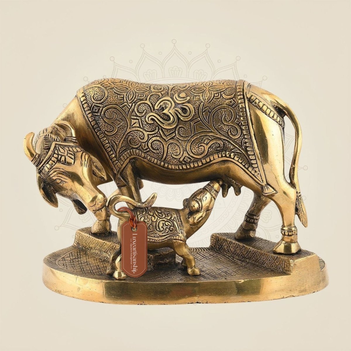 Kamdhenu Cow with Calf on Base