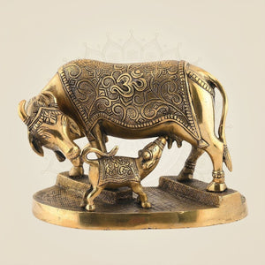 Kamdhenu Cow with Calf on Base