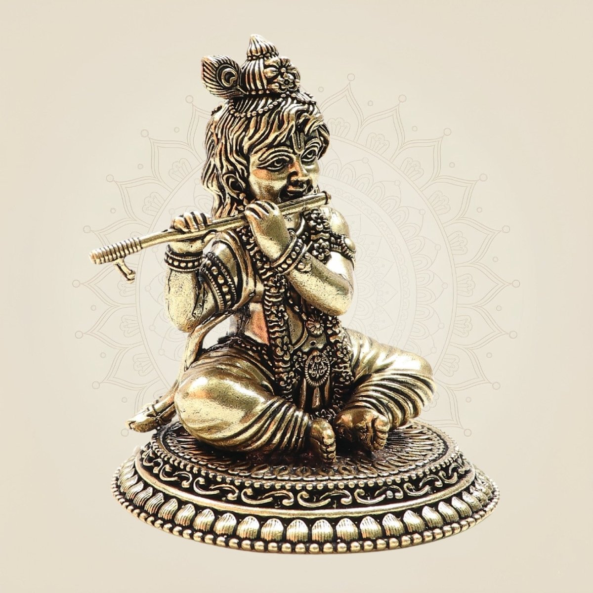 Brass Kanha Playing Flute Idol