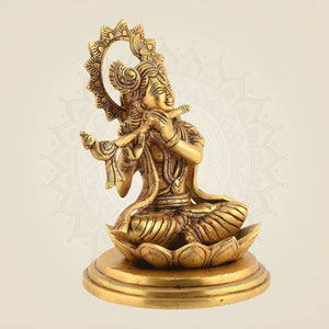 Sitting Brass Kanha Sculpture