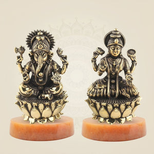 Lakshmi Ganesh Brass Idol 3" – Superfine Divine Decor - Luxeartisanship