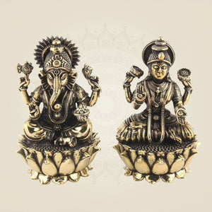 Lakshmi Ganesh Brass Idol 3" – Superfine Divine Decor - Luxeartisanship