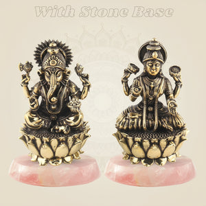 Lakshmi Ganesh Brass Idol 3" – Superfine Divine Decor - Luxeartisanship