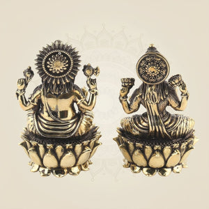 Lakshmi Ganesh Brass Idol 3" – Superfine Divine Decor - Luxeartisanship