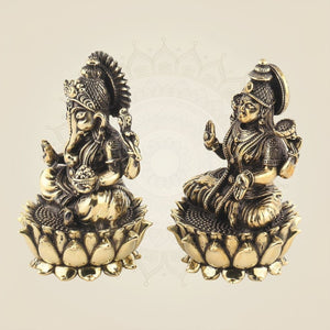 Lakshmi Ganesh Brass Idol 3" – Superfine Divine Decor - Luxeartisanship
